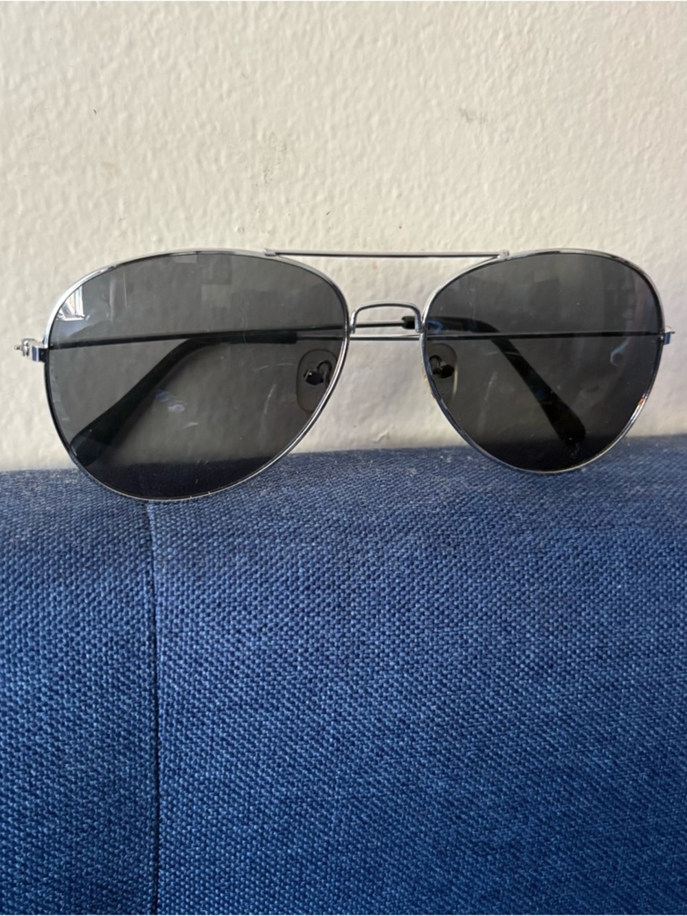 Classic Aviator Sunglasses — Black Lenses, Silver Frame